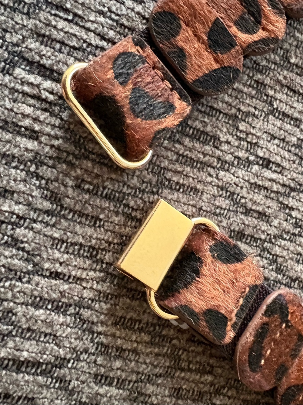 NWT Rachel Zoe Anthropologie Leopard Print Faux Calf Hair Stretch Belt L/XL - Picture 10 of 10